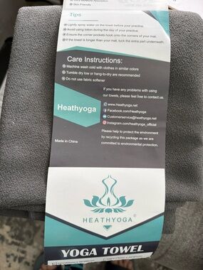 Grey yoga mat towel    New